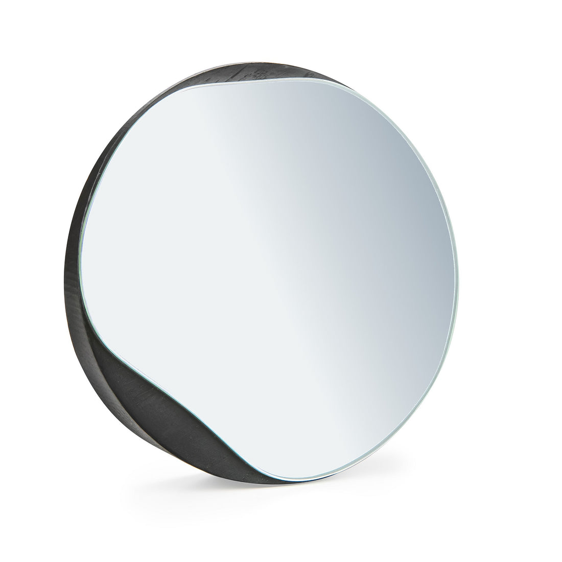 Biotite bathroom round cosmetic mirror with oak wood or black frame, featuring a sleek, modern design for stylish bathroom decor.