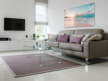 White Felix glass wall art featuring a sea and waves design, 18x28 inches, ideal for modern home decor.