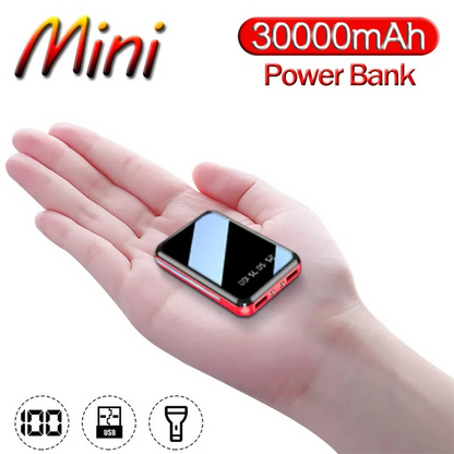 Carmine Juneberry VoltMate™ 30000mAh mini power bank with USB ports, compact portable charger for mobile devices and laptops