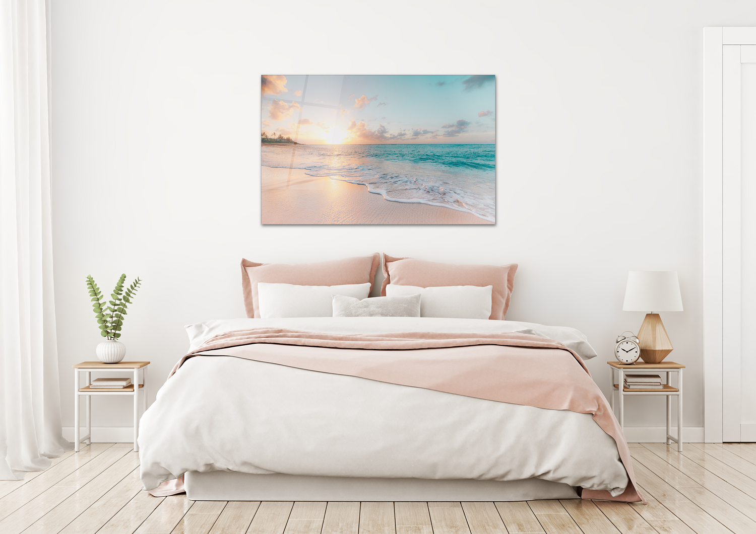 Glass wall art featuring ocean waves design, 18x28 inches, ideal for home decor by White Felix