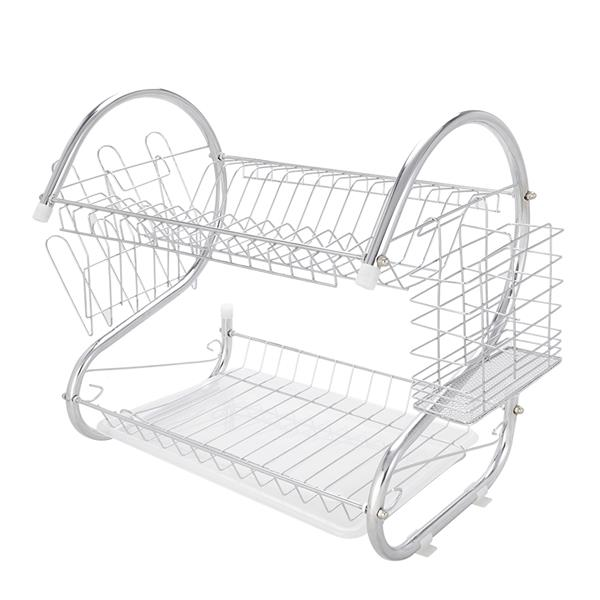 Two-layer Lilac Milo kitchen dish organizer shelf with storage bowls for organizing dishes and kitchen essentials.