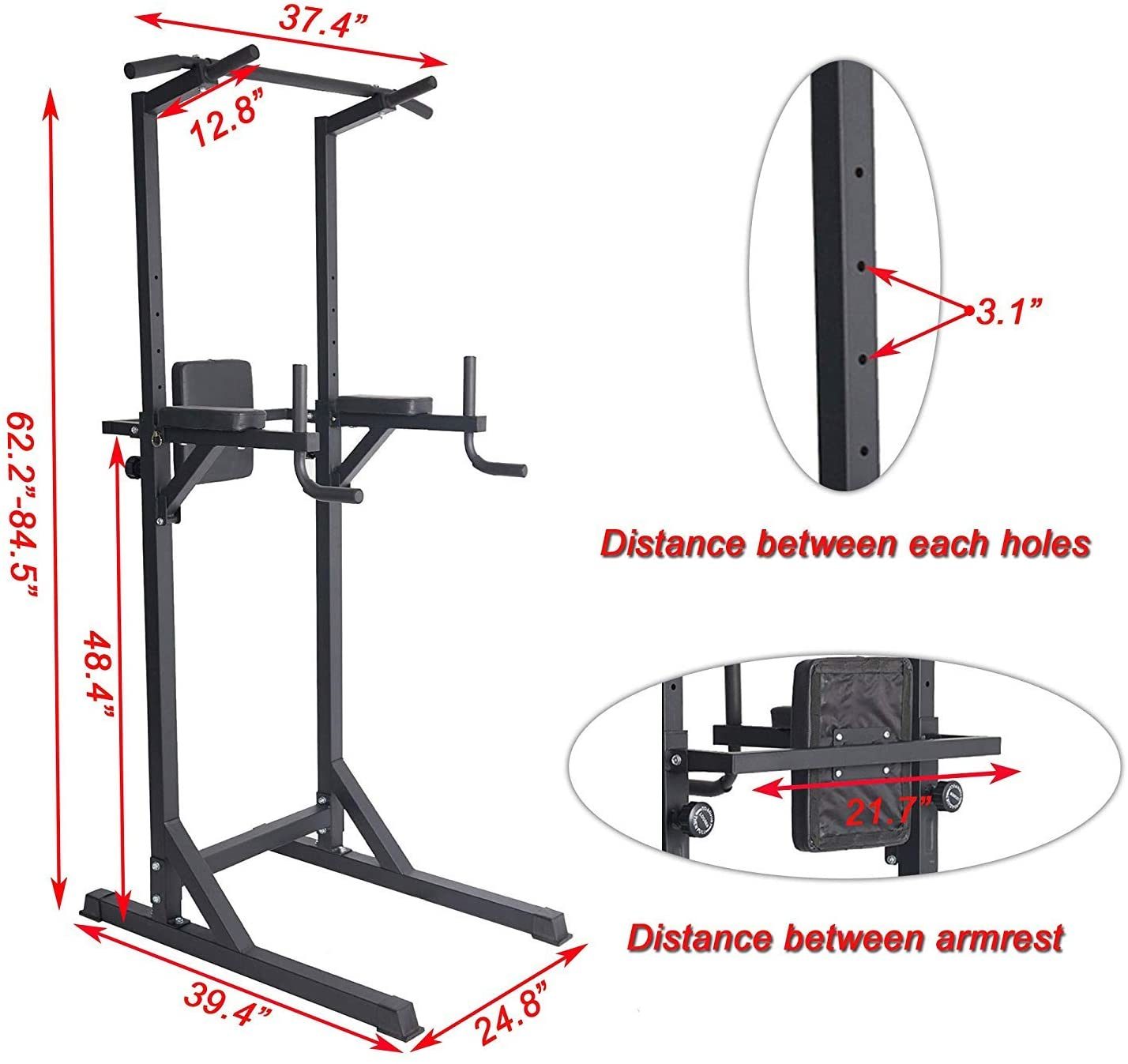 Teal Simba Power Tower for pull-ups, dips, and strength training, featuring a sturdy workout station with multiple exercise options.