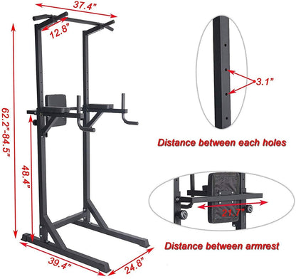 Teal Simba Power Tower for pull-ups, dips, and strength training, featuring a sturdy workout station with multiple exercise options.