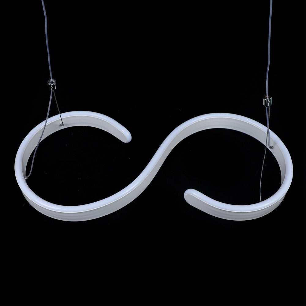 Contemporary Yellow Pandora acrylic LED swirl-shaped light fixture, modern lighting with vibrant design and bright illumination.