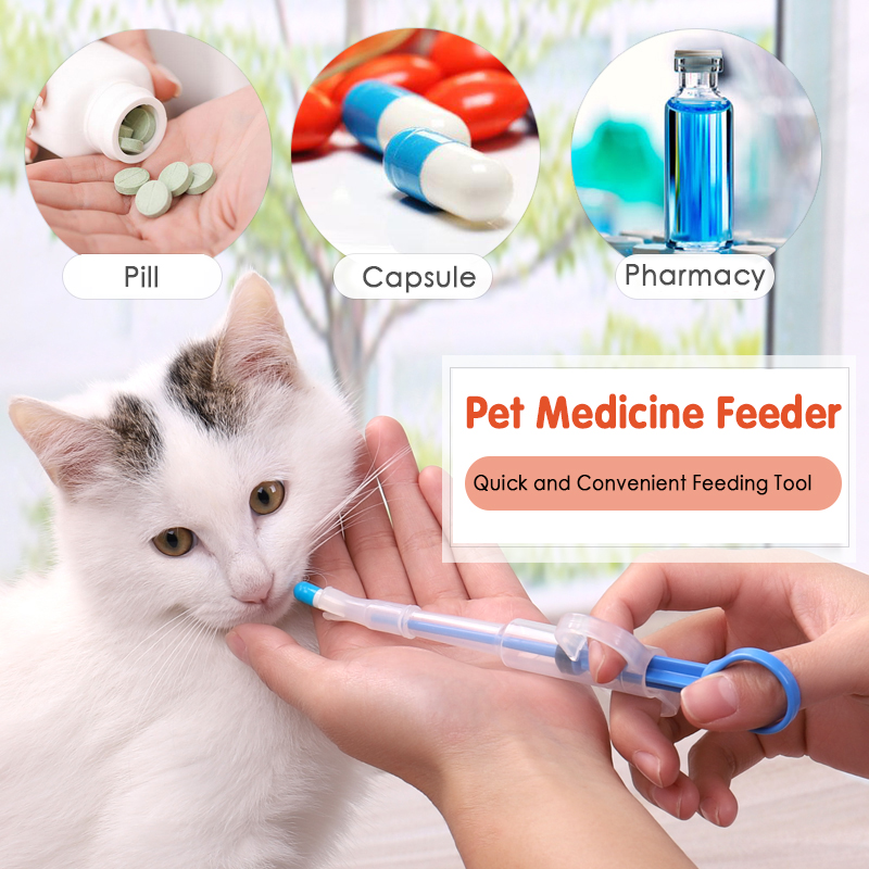 Lilac Milo pet medicine syringe and pill dispenser for animals, designed for easy administration of tablets and liquids.