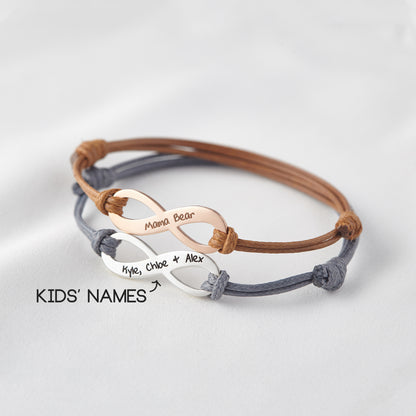 Green Millie mother bracelet with kid names, sentimental jewelry for Mother&
