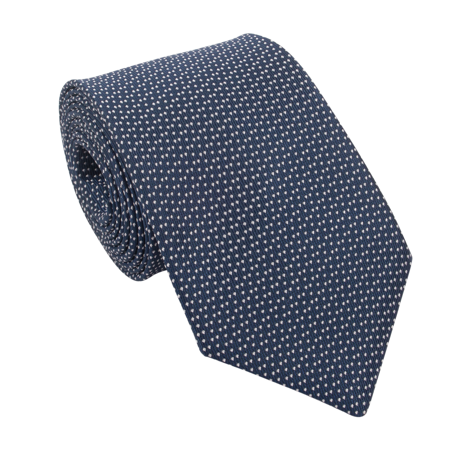 Navy blue Milano Silk Tie by Black Huckleberry, showcasing its smooth silk fabric and classic design for men&