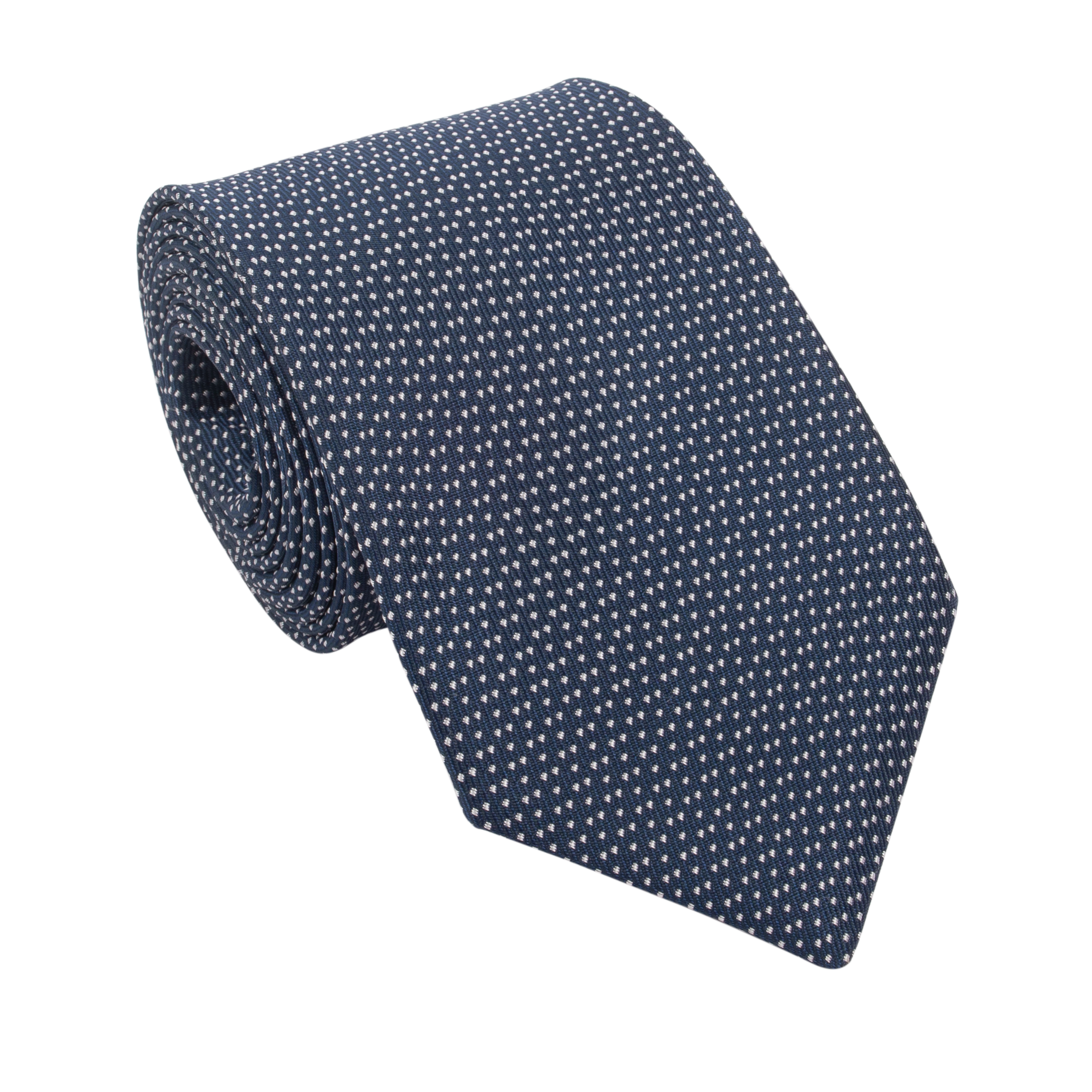 Navy blue Milano Silk Tie by Black Huckleberry, showcasing its smooth silk fabric and classic design for men&