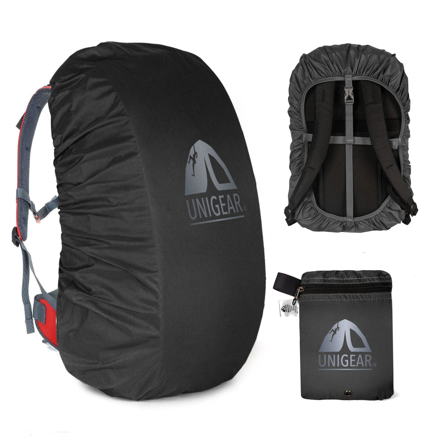 Indigo Eurybia waterproof backpack rain cover for 10L to 90L, waterproof 5000mm, suitable for sports and outdoor activities.