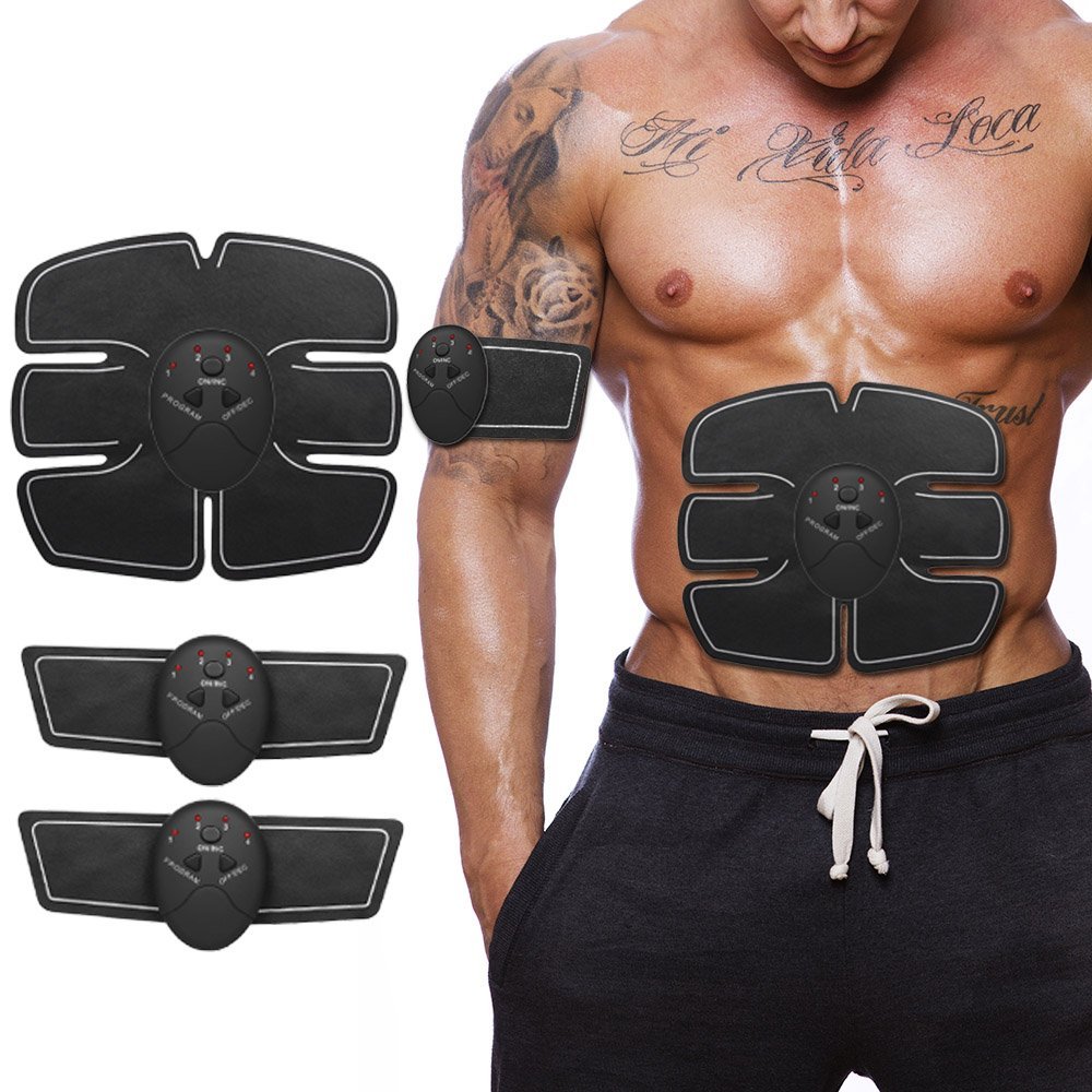 Fuchsia Molly electric abdominal muscle trainer equipment with control panel and adjustable straps for core workouts.