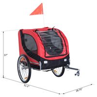 Red Taupe Shadow PawHut foldable pet bike trailer with mesh windows and compact design for dogs and cats.