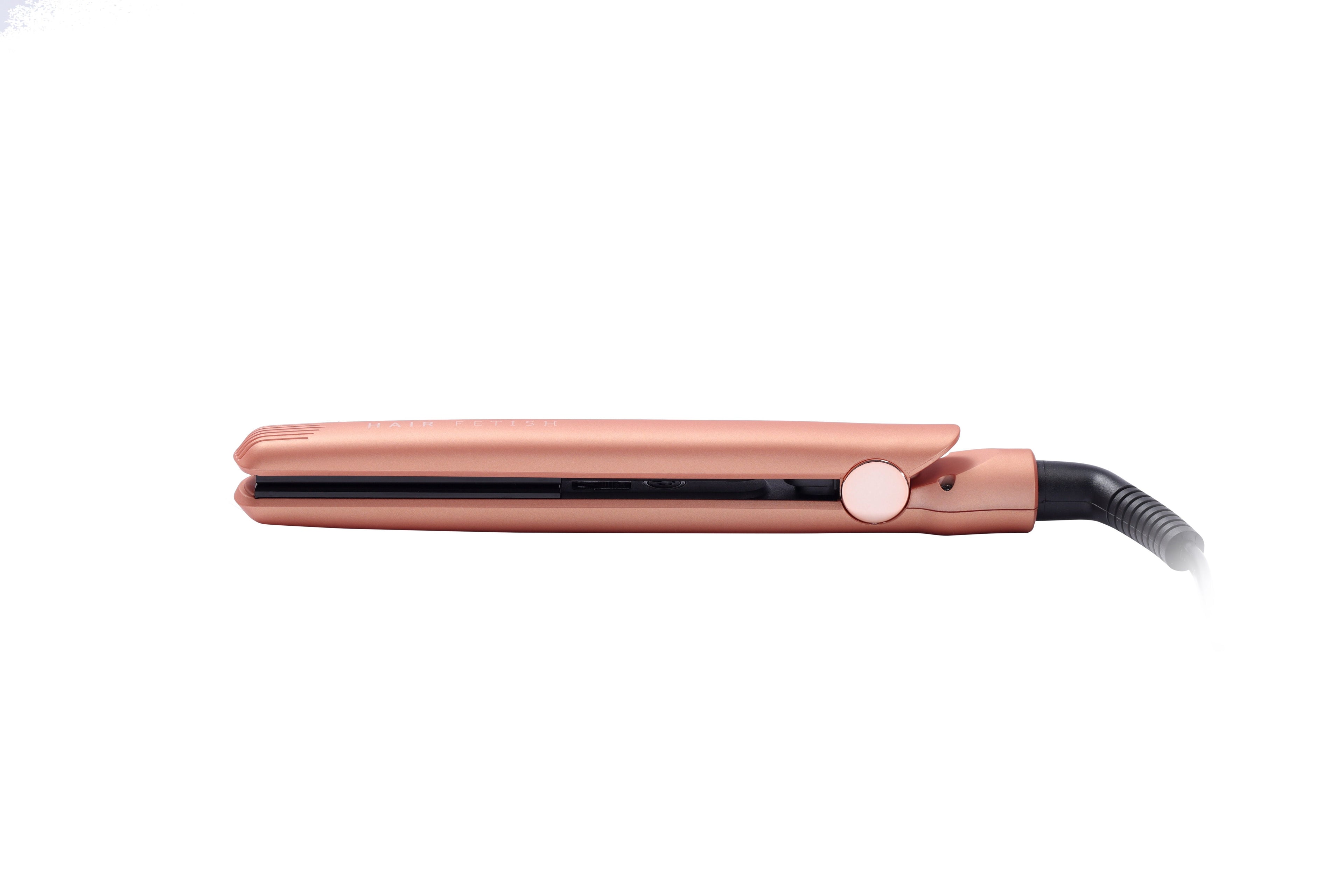 Sky Blue Thrace Hair Fetish Mini Flat Iron with designer travel pouch, compact hair styling tool for straightening hair.