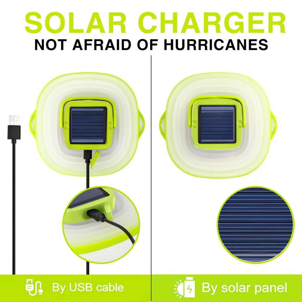 Lilac Milo portable LED solar camping lantern, collapsible outdoor light with handle, ideal for camping and outdoor activities.