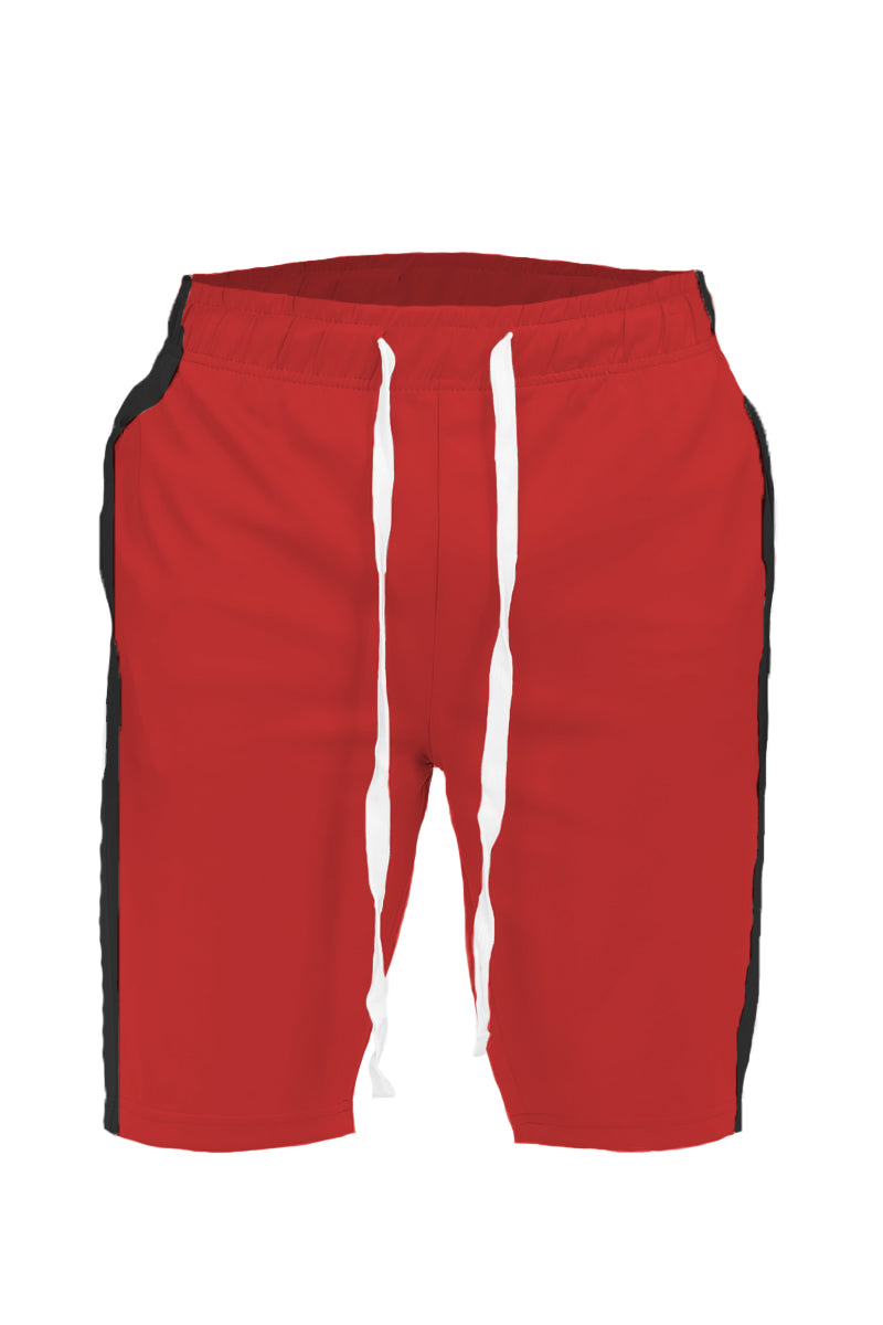 Lime Milo single stripe shorts in light fabric with a casual fit, shown on a model.