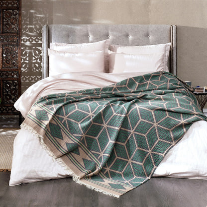 Olive Rose Ela Soft Jacquard Cotton Bedspread featuring intricate woven patterns on a cozy, elegant blanket for bedroom decor.