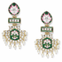 Gray Chloe traditional earrings featuring intricate ethnic design with gold-tone accents and dangling elements.