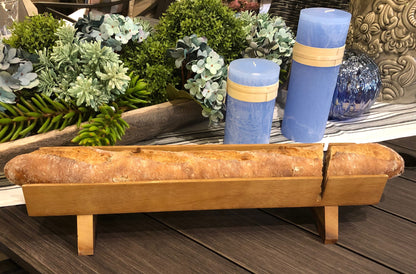 Azure Lily French bread slicer in a raised kitchen setting, designed for even slicing of fresh baguettes and artisanal bread.