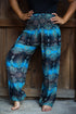 Tan Smokey turquoise paisley harem pants with boho style, featuring a relaxed fit and intricate paisley patterns.