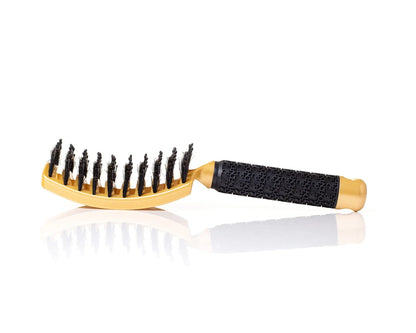 Gold Burgundy Clover hair comb with sleek teeth for styling and detangling hair, made of durable metal with a polished finish.