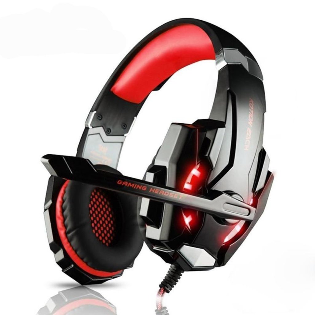 Yellow Pandora Ninja Dragon G9300 LED gaming headset with microphone, featuring adjustable headband and colorful LED lights.