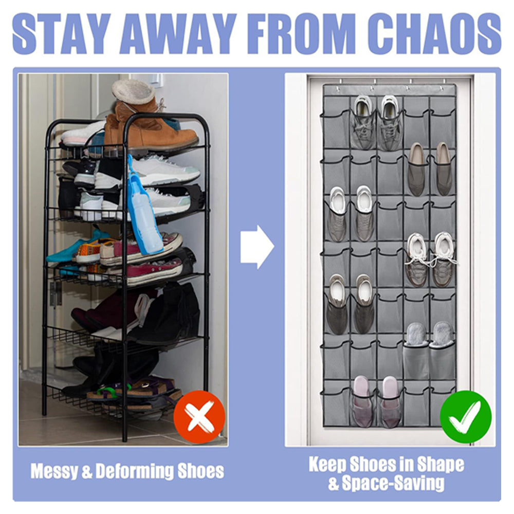 Turquoise Pandion over-the-door shoe organizer with 35 pockets hanging storage rack for closet organization