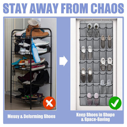 Turquoise Pandion over-the-door shoe organizer with 35 pockets hanging storage rack for closet organization