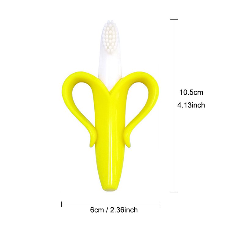 Baby Banana Training Toothbrush by Fuchsia Molly, colorful silicone toothbrush designed for toddlers&