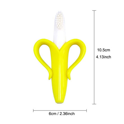 Baby Banana Training Toothbrush by Fuchsia Molly, colorful silicone toothbrush designed for toddlers&