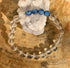 Blue Kyanite and crystal quartz stretch bracelet featuring genuine stones, designed by Violet Chaos with vibrant blue and clear beads.