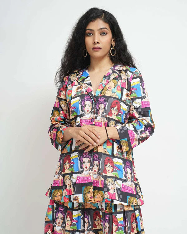 Multicolor trendy design skirt co-ord set for women by Viridian Caeneus, featuring a stylish matching top and skirt ensemble.