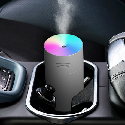 Mini Portable USB Air Humidifier by Lilac Milo, ultrasonic purifier for home and garden, compact design with mist outlet visible.