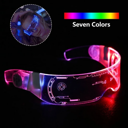 Lilac Milo cyberpunk LED goggles with seven colorful luminous lights, stylish tech accessories for futuristic fashion.