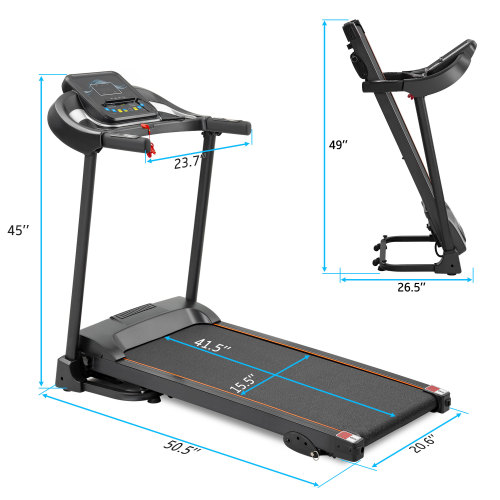 Lilac Milo compact folding treadmill with motorized running surface, black frame, and control panel for home jogging workouts.