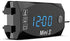 Teal Simba 3-in-1 automotive voltmeter, clock, and thermometer display showing digital readouts on a car or motorcycle dashboard