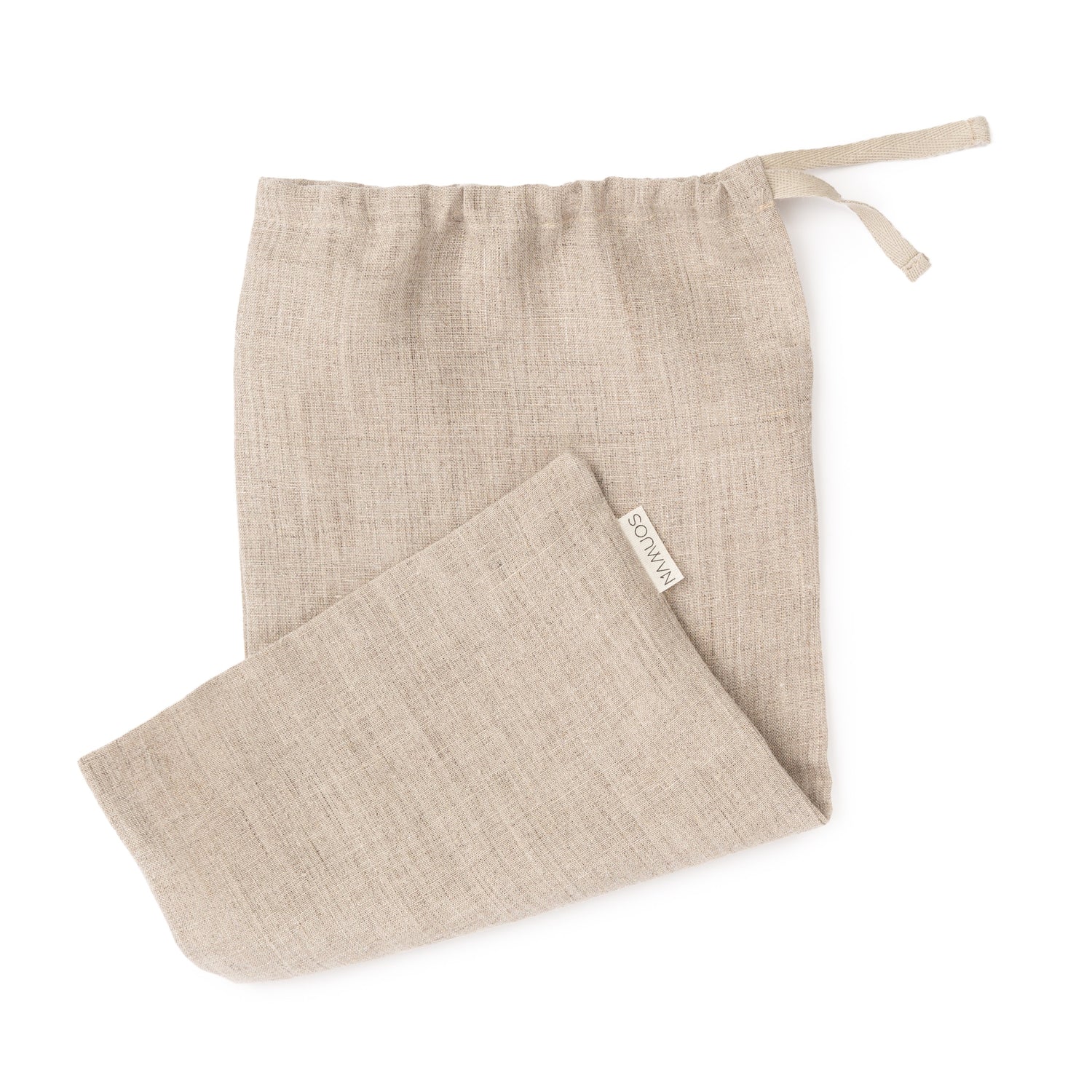 Natural linen bread bag by Biotite, featuring a lightweight, breathable fabric with a drawstring closure for fresh bread storage.