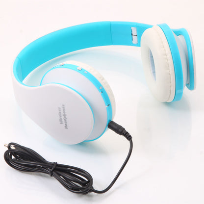 Lilac Milo foldable wireless Bluetooth headset with microphone, showing sleek black design and adjustable headband.