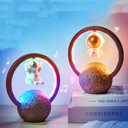 Magnetic levitation astronaut Bluetooth wireless speaker by Lilac Milo, showcasing a futuristic space-themed tech accessory.