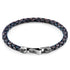 Indigo blue Skye silver and braided leather bracelet by Magenta Sooty with silver accents and woven leather design.