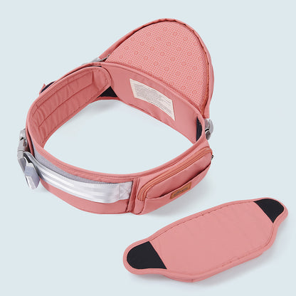 Maroon Chronos fashionable baby hipseat carrier for parents, designed for comfortable infant carrying and easy access.