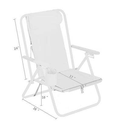 Lilac Milo portable high strength beach chair with adjustable headrest, lightweight outdoor seating for relaxing at the beach.