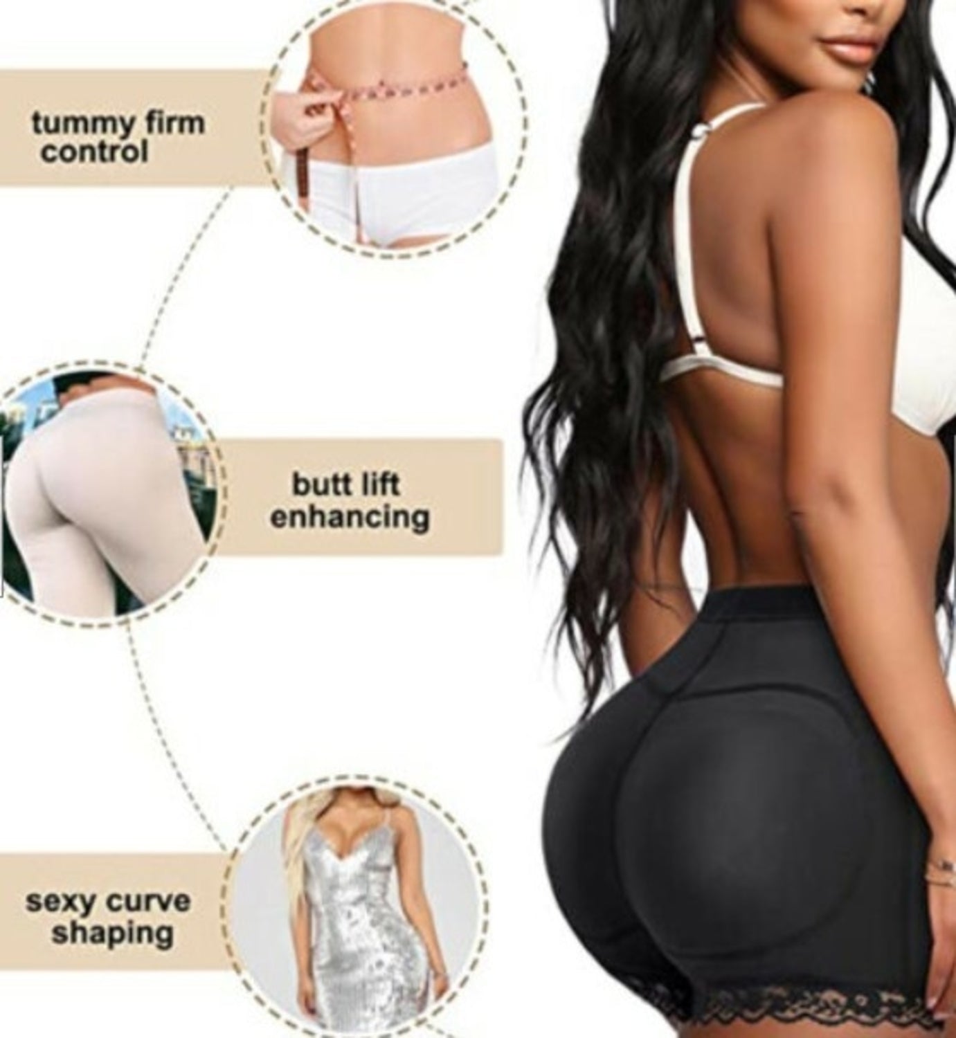 Yellow Pandora padded body shaper butt lifter panty, seamless lingerie with sculpting support and comfortable fit.