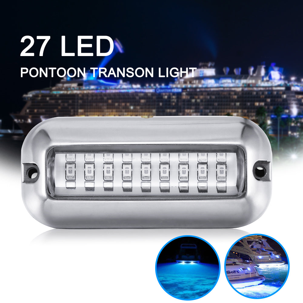 Stainless steel LED underwater pontoon ship light by Teal Simba, designed for home and garden aquatic lighting.