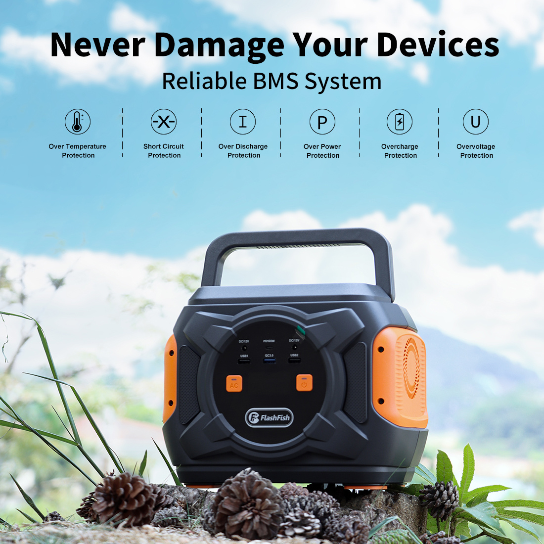 Lilac Milo 320W portable emergency power supply with wireless charger and multiple ports, compact tech accessory for on-the-go power.