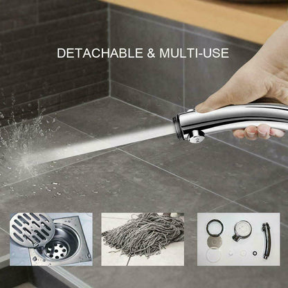 Teal Simba water-saving shower head with three modes in gold color, designed for bath and beauty use.