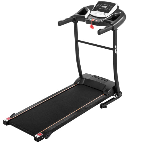 Teal Simba folding electric treadmill with motorized running surface, displayed in a modern gym setting.