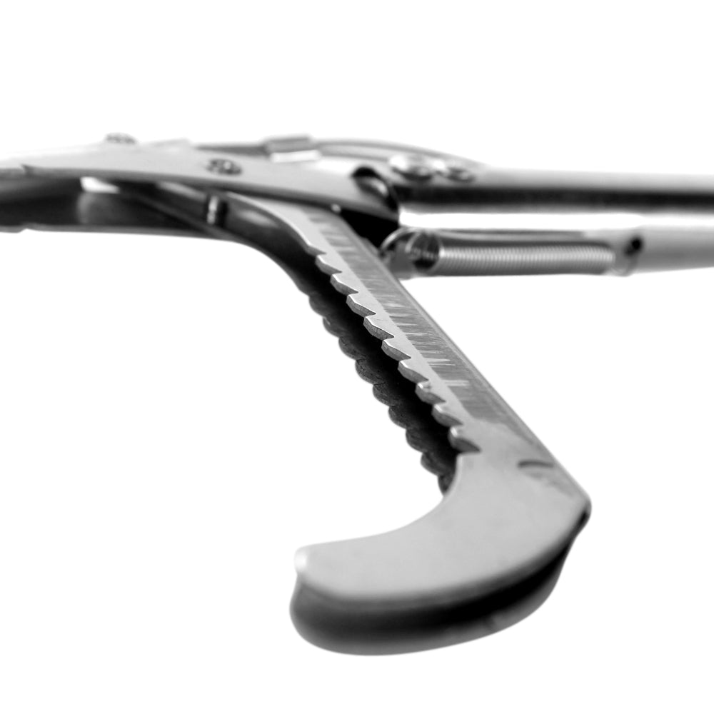 Foldable stainless steel snake clamp for catching snakes, 100cm Lilac Milo pet tool with ergonomic handle and secure grip.