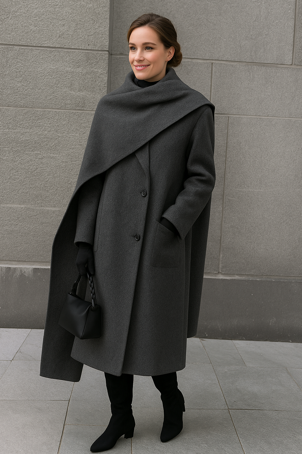 Carmine Juneberry Urban Drape Wool Coat, 25 Edition, stylish men&