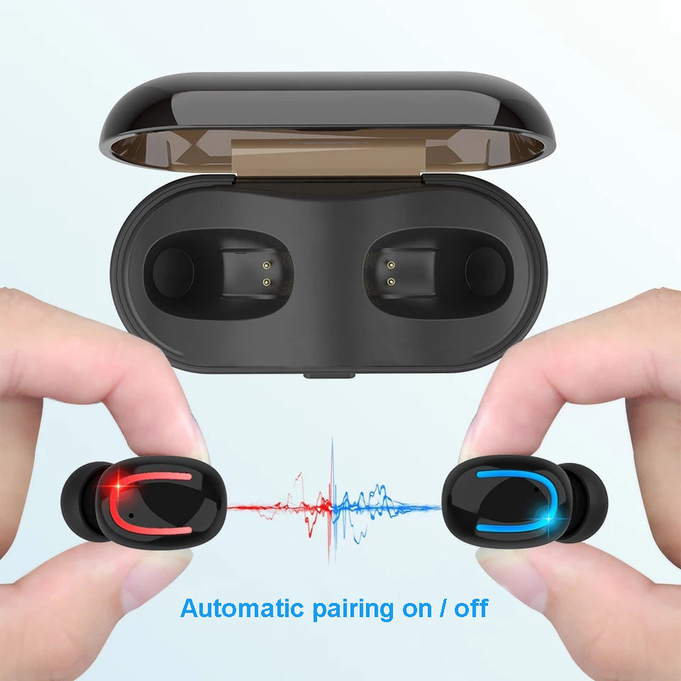 Lilac Milo TWS Bluetooth 5.0 wireless earphones with 1500mAh power bank, compact tech accessories for portable audio.