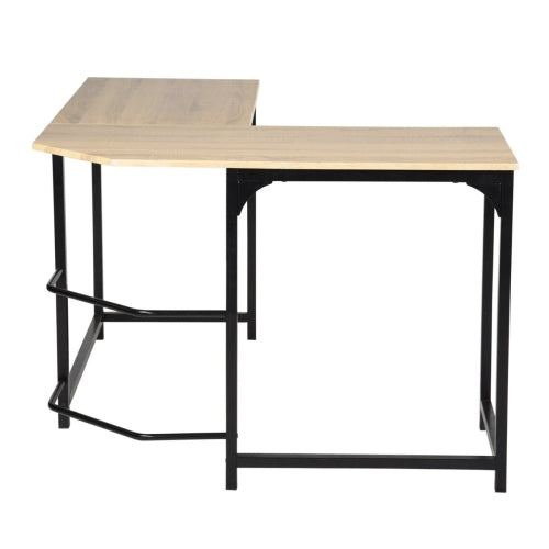 Teal Simba L-shaped wooden computer desk with ample workspace for PC and laptop, ideal for home office or workstation setup.