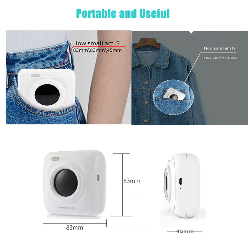 Teal Simba PAPERANG P2 P1 pocket portable Bluetooth printer with compact design and wireless connectivity on a white background.